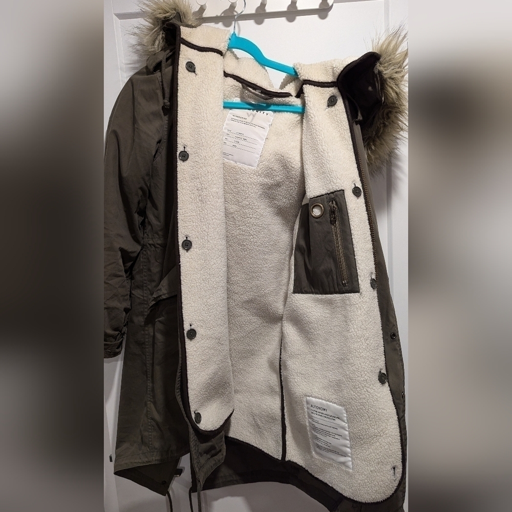 Aritzia Olive Green Parka with Faux Fur Hood Trim - Picture 16 of 16
